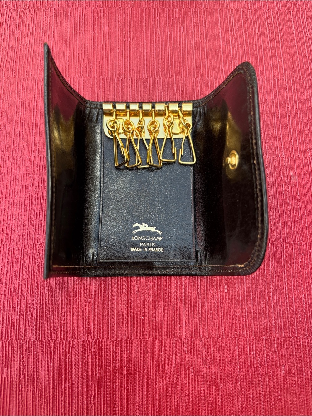 Vintage Longchamp Monogram Logo Leather Key Holder Wallet - Picture 2 of 5